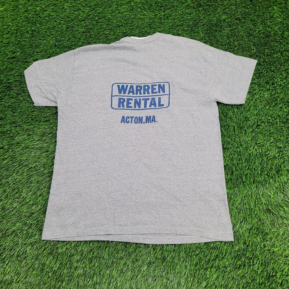 Vintage 80s HANES Warren Rental Shirt Womens L/XL 20x25 Gray Tent-Crew